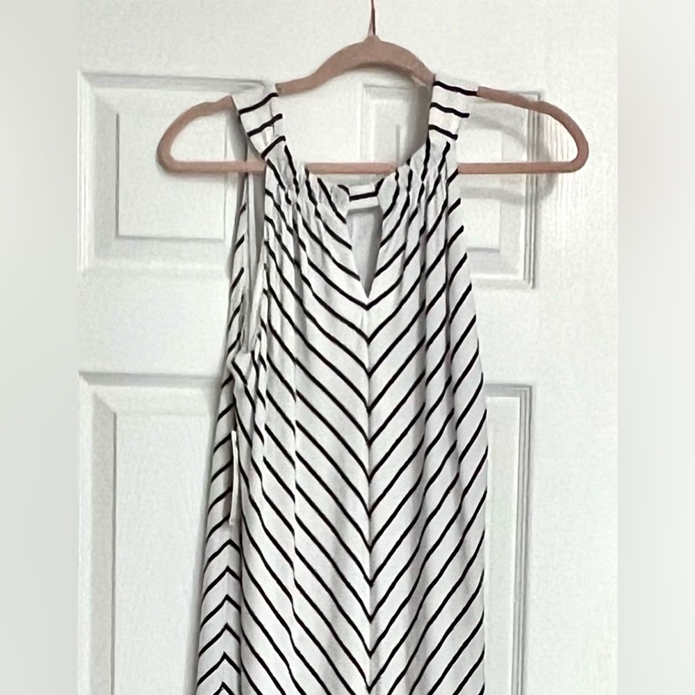 NWT Chicos Black/White Yarn Dye Knit Halter Maxi Dress - L/XL